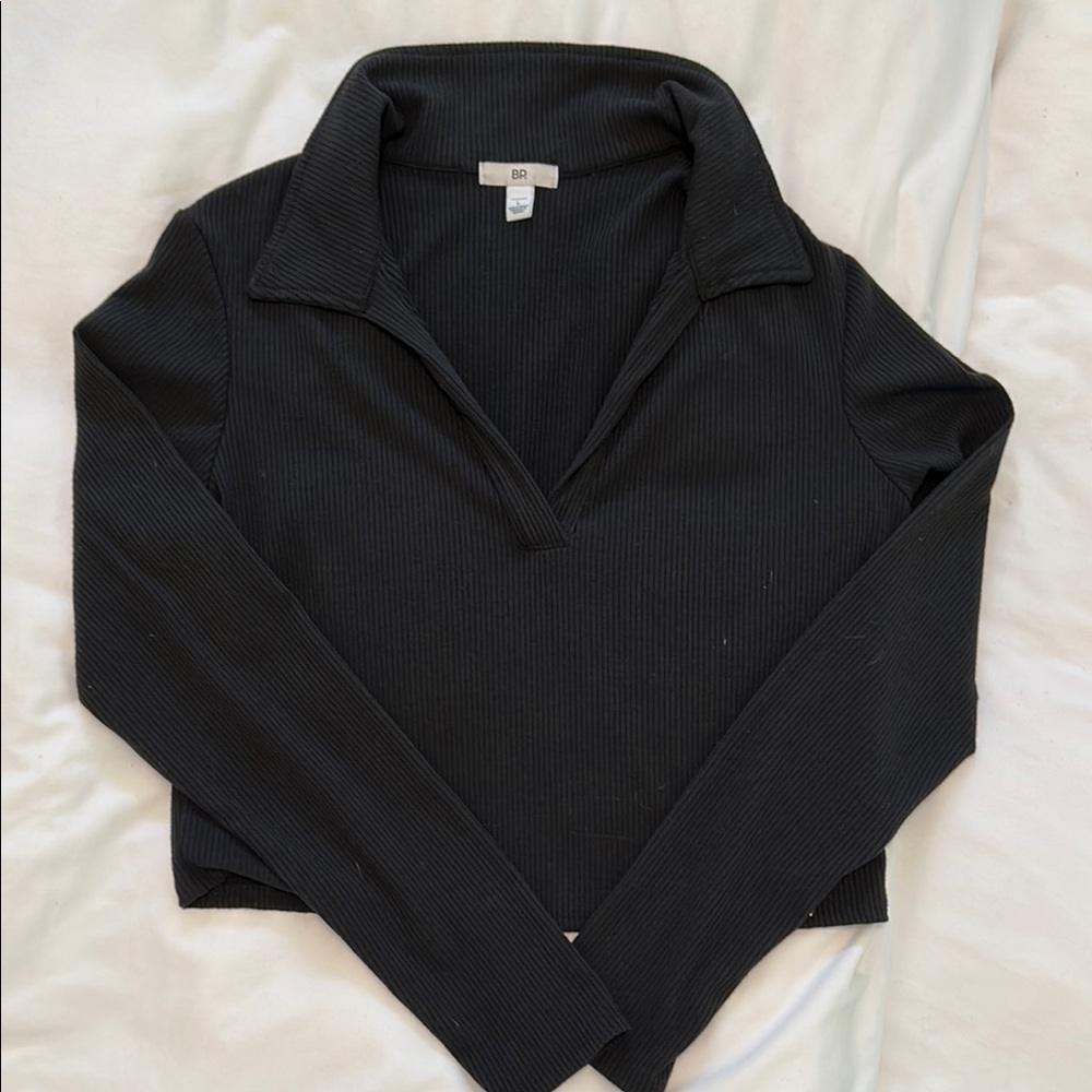 BP Black Ribbed Long Sleeve Top